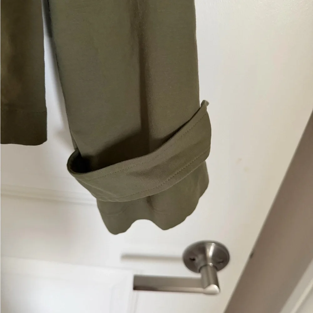 Nordstrom Cropped Olive/Green Trench Jacket Double Breasted Lightweight Coat xs - Picture 8 of 8